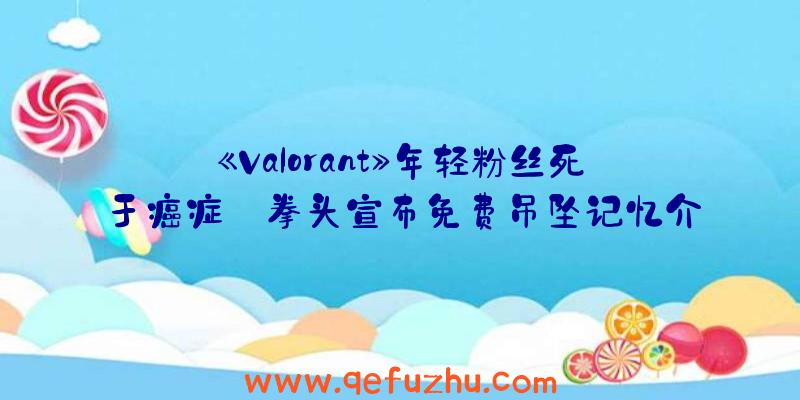 《Valorant》年轻粉丝死于癌症